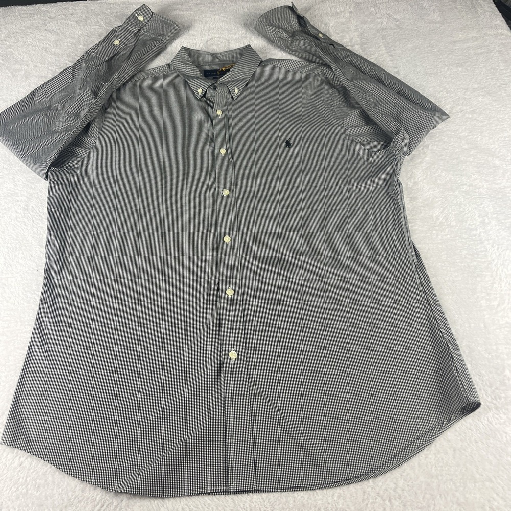 Ralph Lauren Shirt Mens XL Grey Check Long Sleeve Button Down Classic Fit Casual